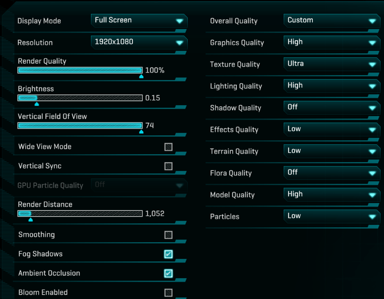 PlanetSide 2 suggested settings